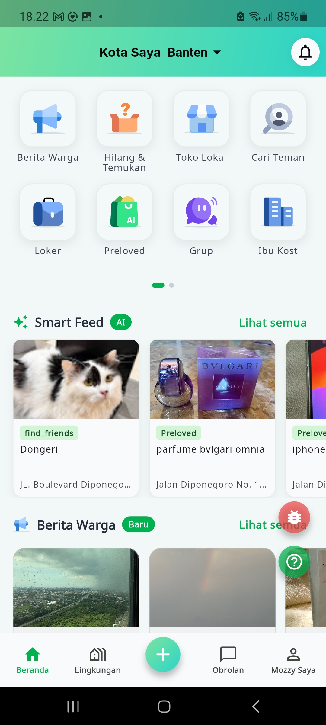 Mozzy App Screen